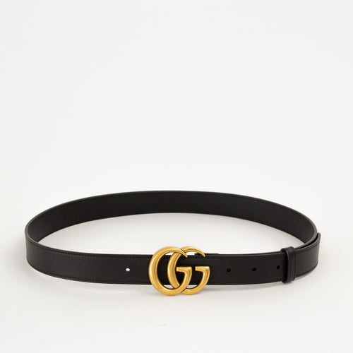 Leather Belt with Double G Buckle