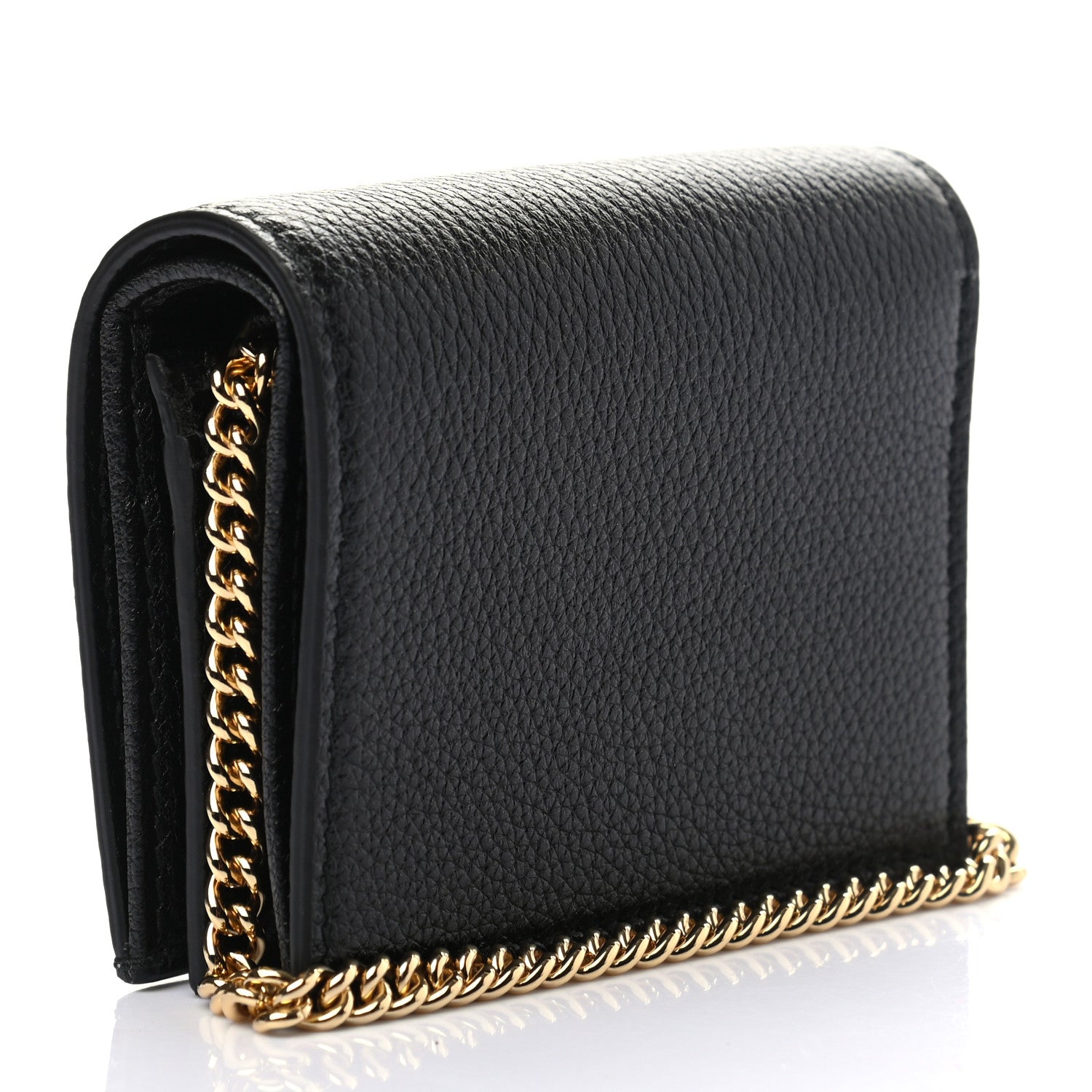 Grainy Calfskin Zumi Chain Card Case Wallet