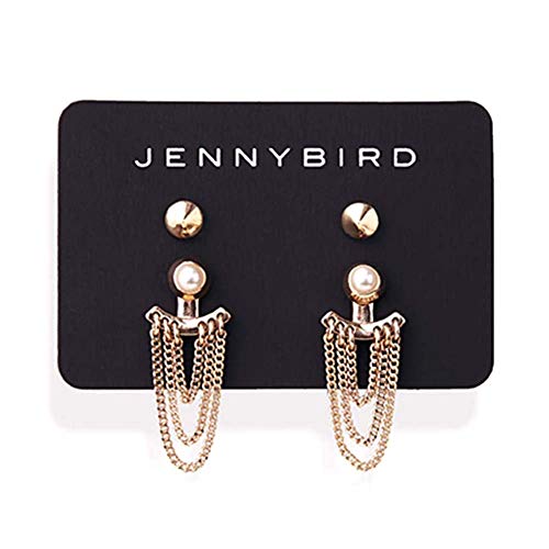 Lezark Ear Jackets Stud Earrings Gold-Tone