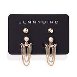 Lezark Ear Jackets Stud Earrings Gold-Tone