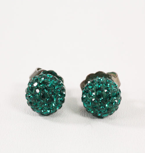 Green Sparkle Ball Earrings