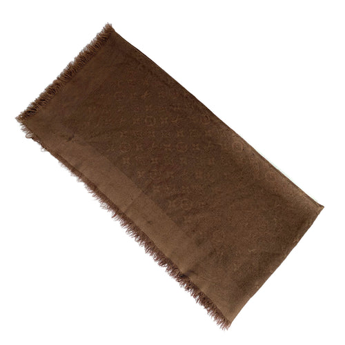 Monogram Brown Silk/Wool Scarf