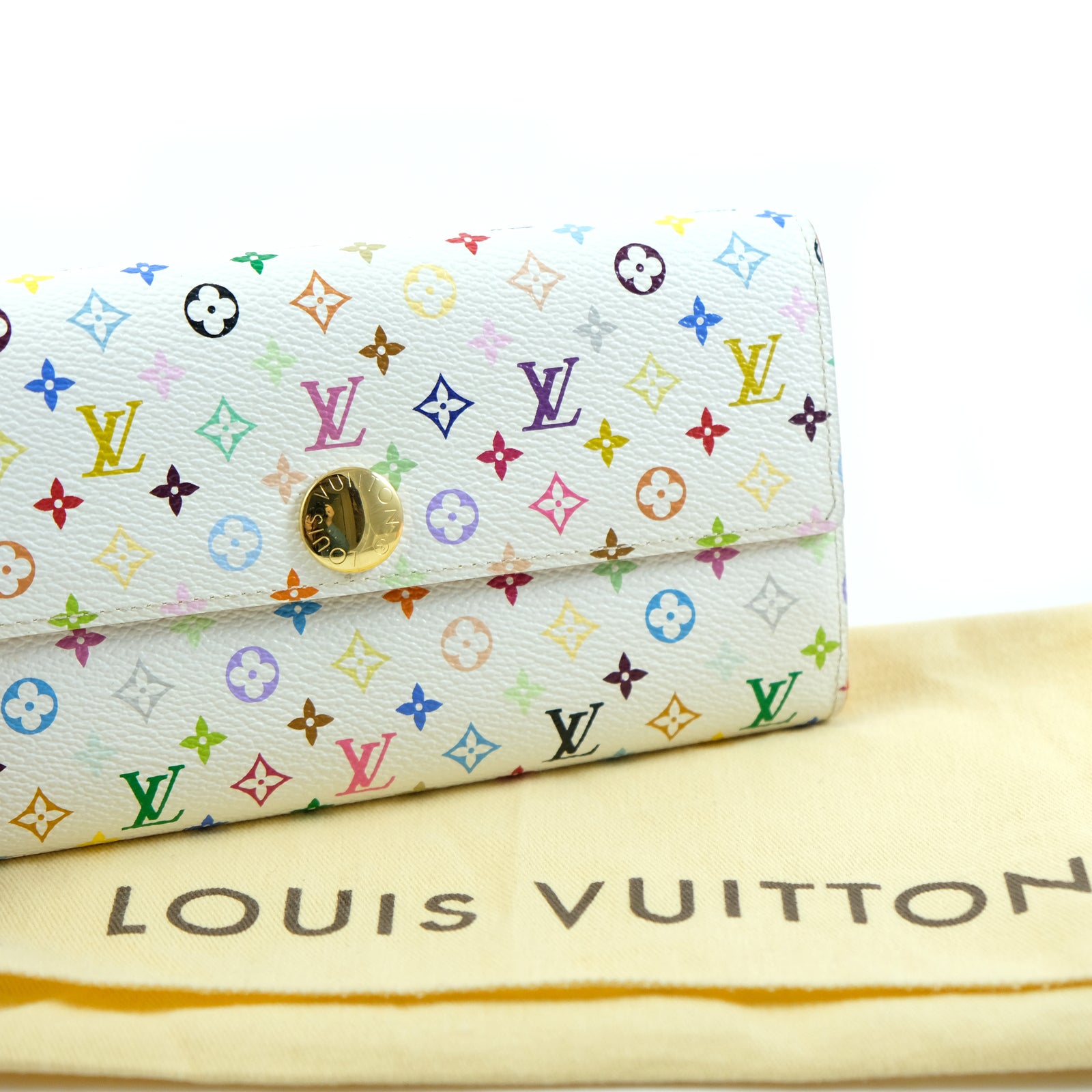 Louis Vuitton White Pink Sarah Takashi Murakami Monogram Multicolore Wallet