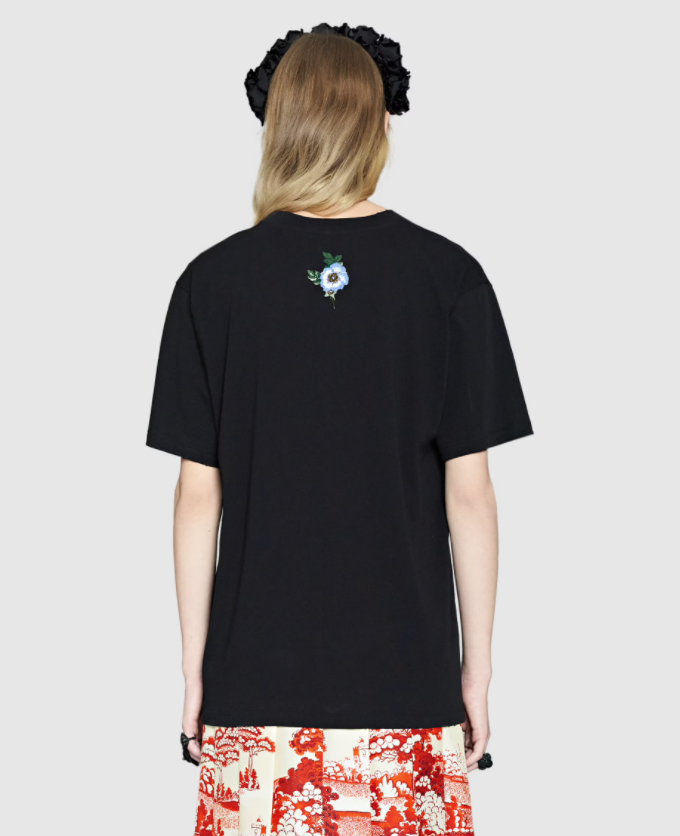 Oversize Washed T-shirt with Gucci Logo & Embroidery