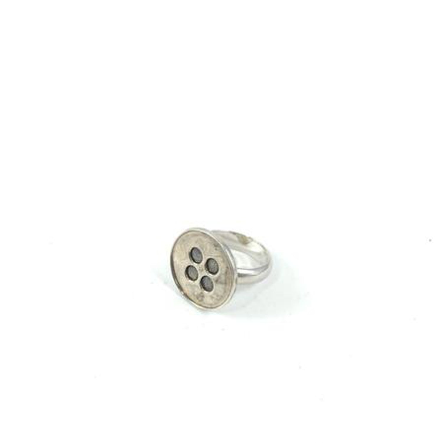 Silver Button Ring