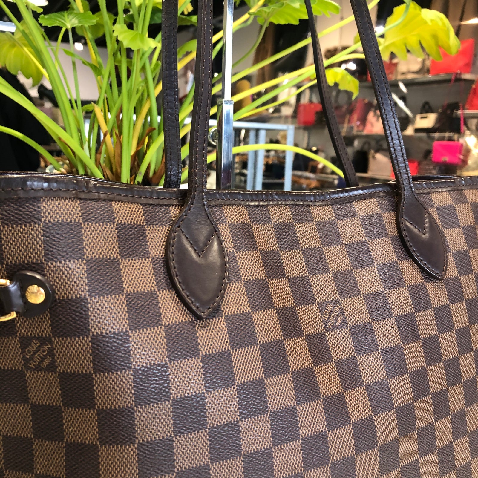 Louis Vuitton, Bags, Louis Vuitton Brown Leather Side Cinch Strap For The  Damier Ebene Neverfull Mm