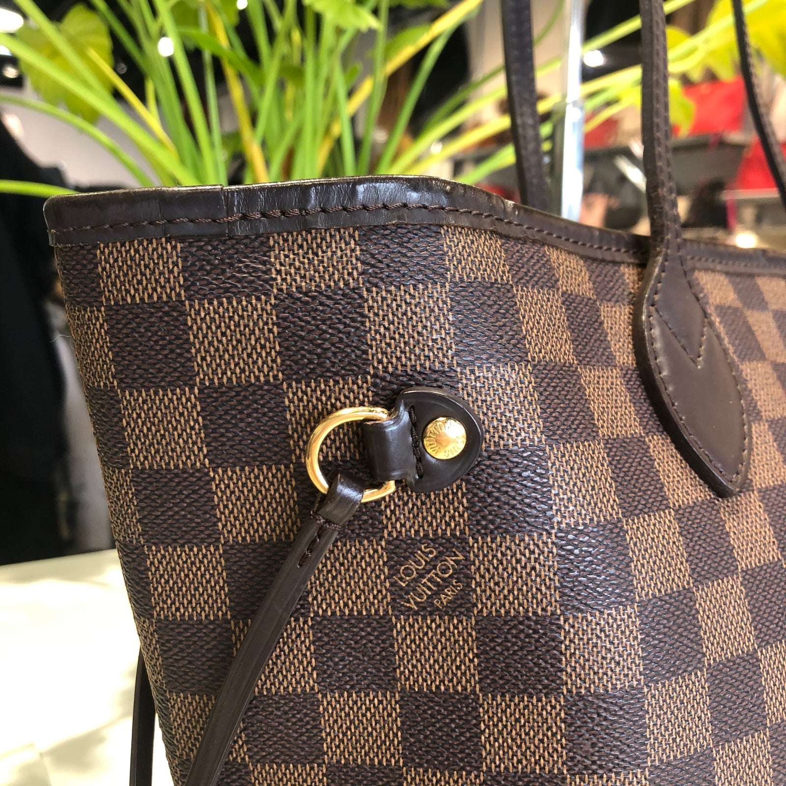 Louis Vuitton Neverfull Patches MM Damier Ebene Tote Bag Brown