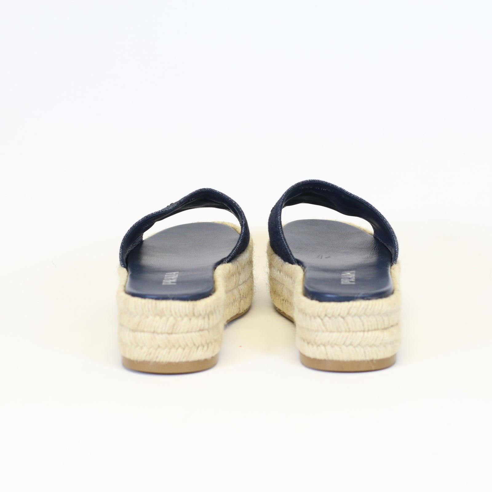 Denim Espadrille Slide Sandals