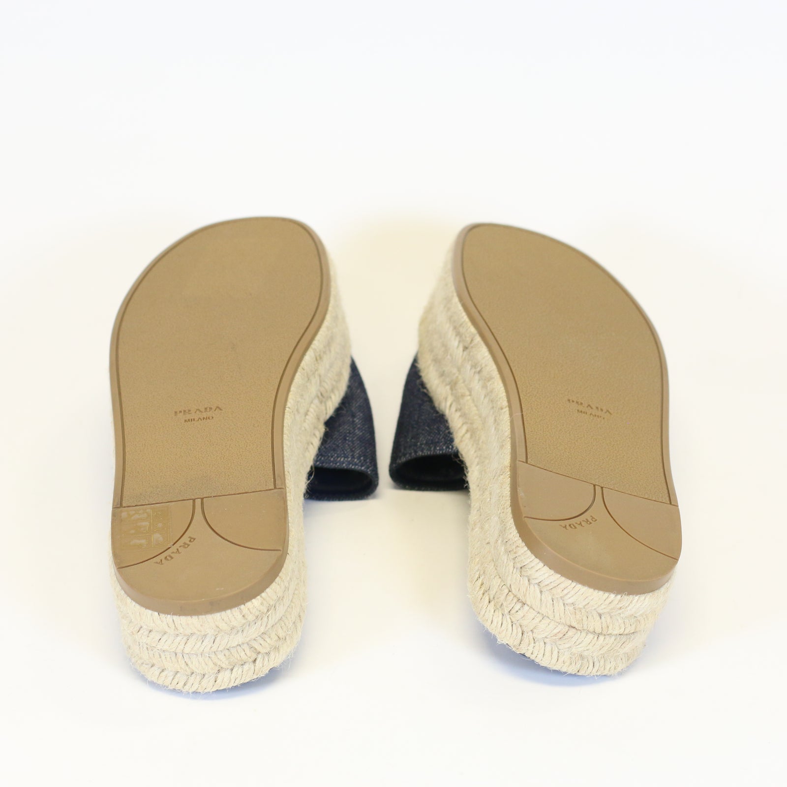 Denim Espadrille Slide Sandals