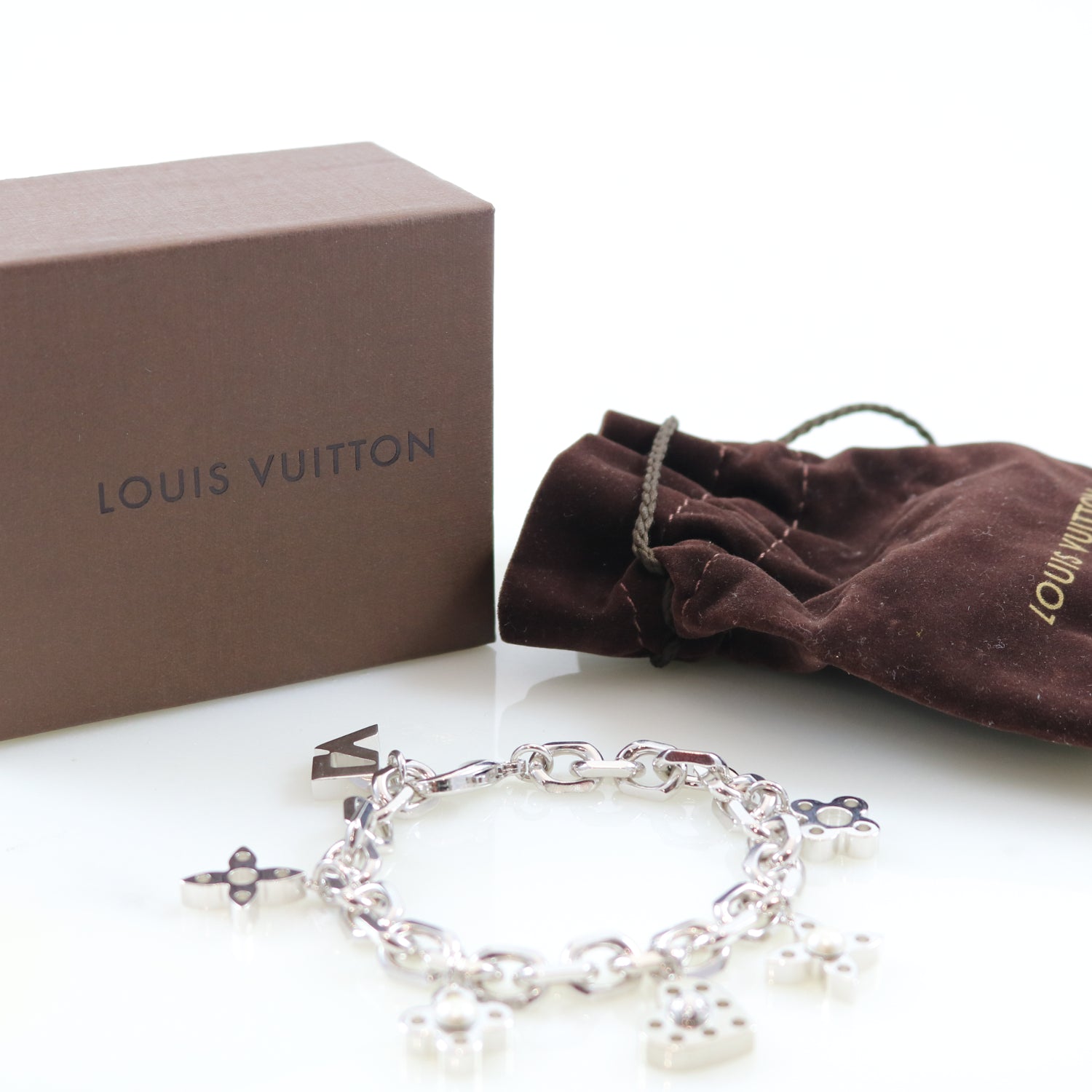Louis Vuitton Two Tone Hide and Seek Monogram Charms Bracelet at