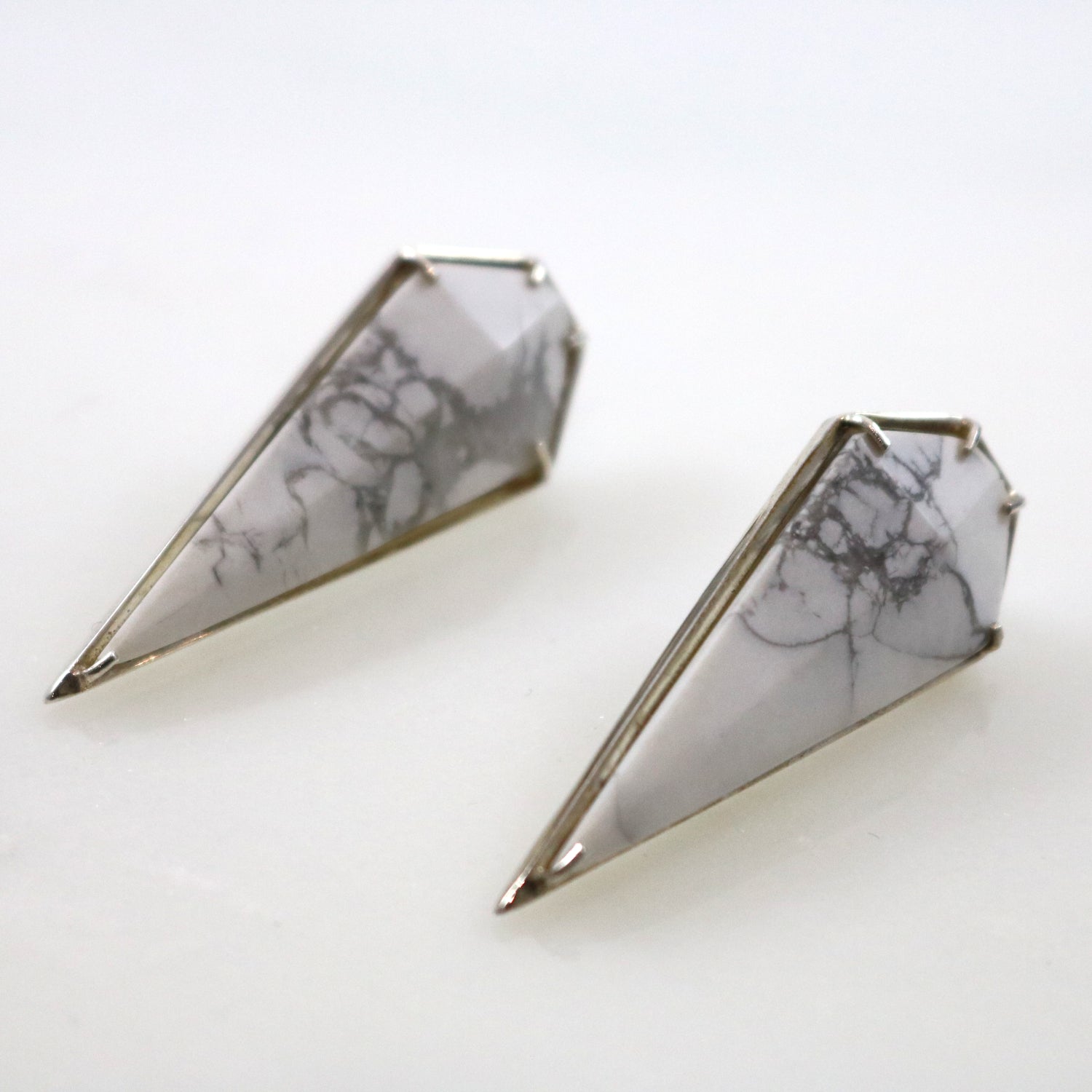 Marble Stone Triangle Stud Earrings
