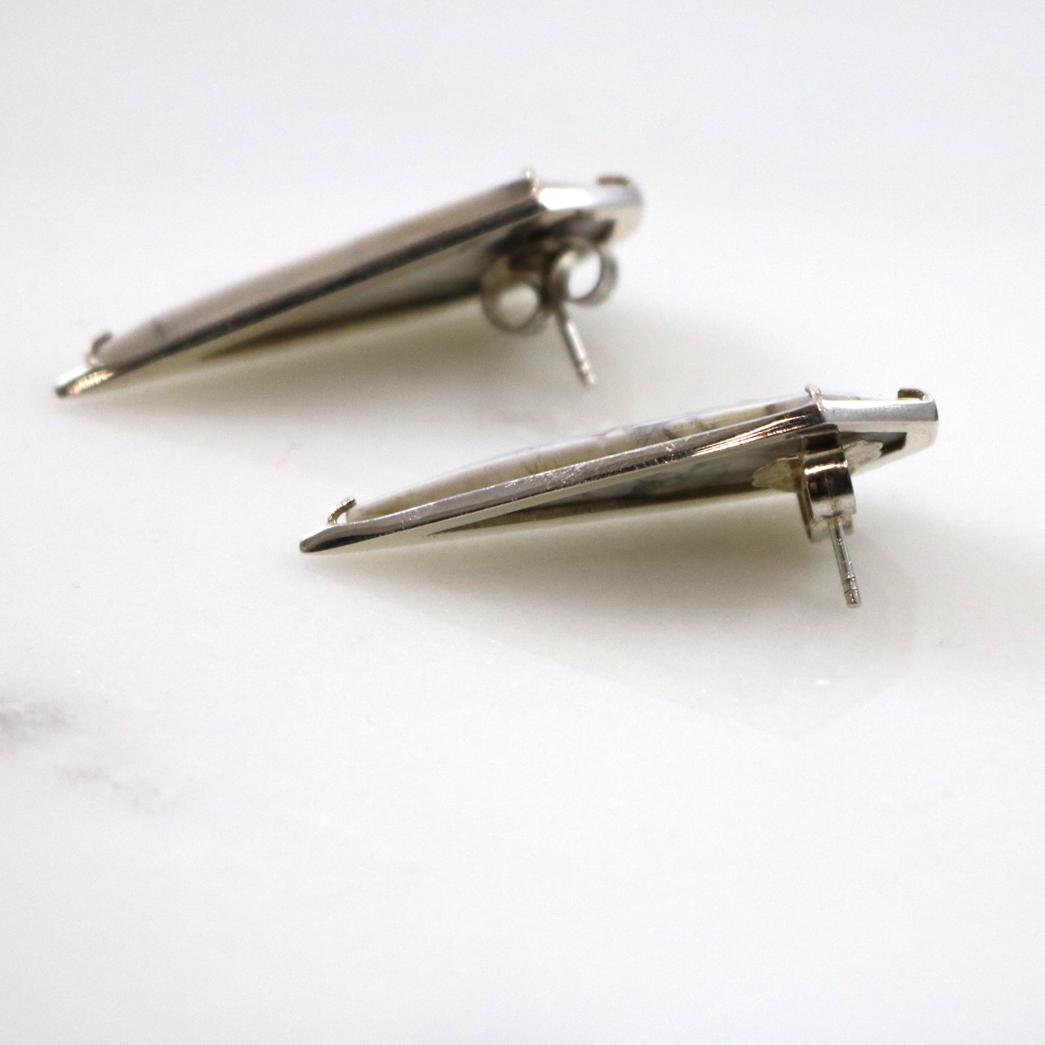 Marble Stone Triangle Stud Earrings