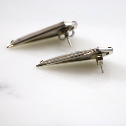 Marble Stone Triangle Stud Earrings
