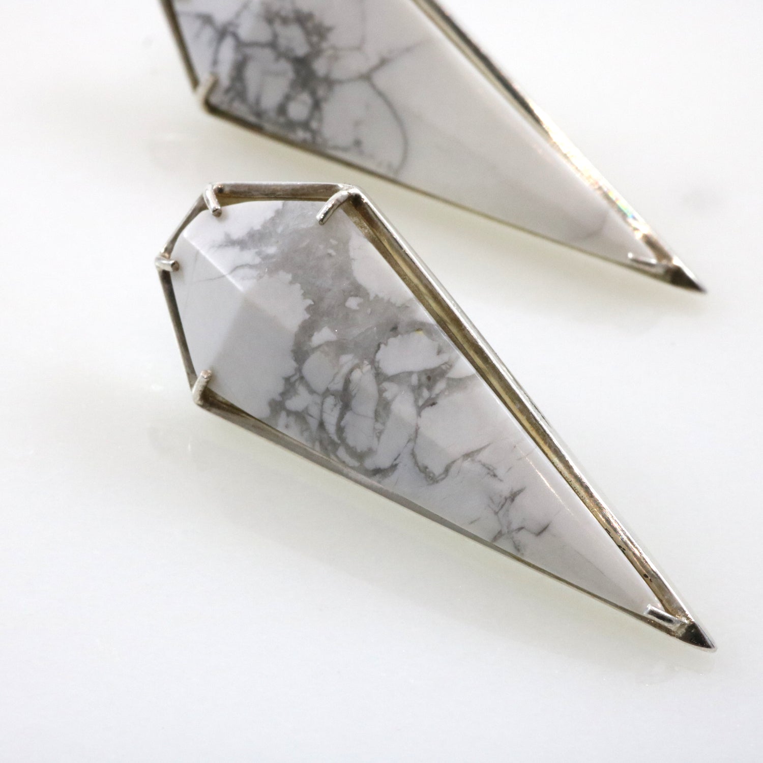 Marble Stone Triangle Stud Earrings