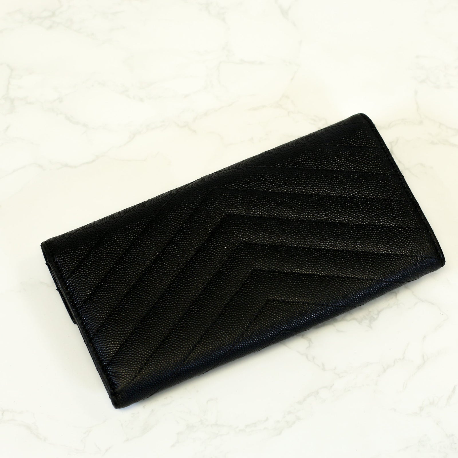 Grain De Poudre Matelasse Chevron Monogram Flap Wallet