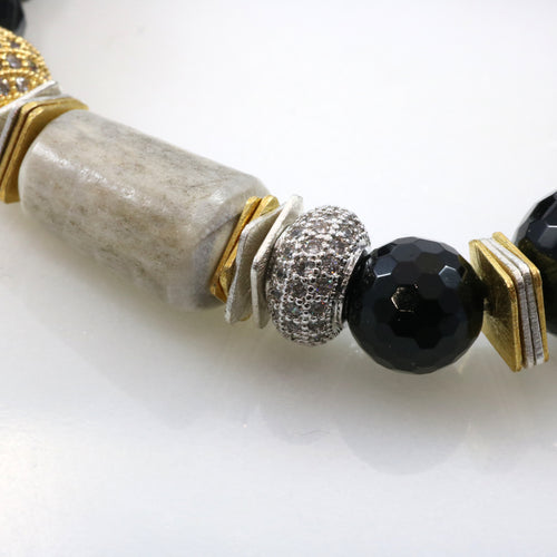 Black with Gold & Silver Stretch Bracelet