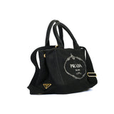Denim Small Canapa Logo Tote