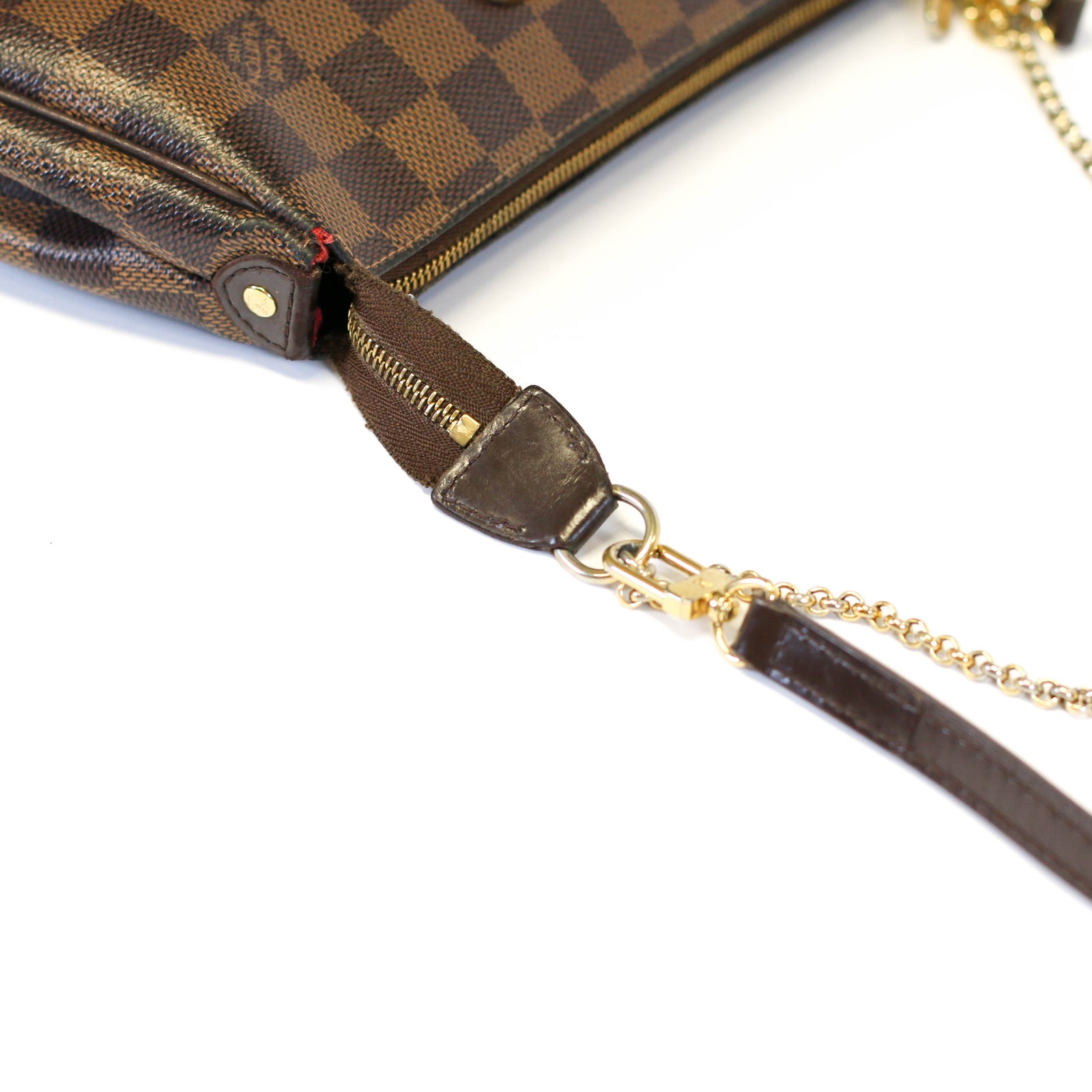 Louis Vuitton Eva Clutch Damier Ebene Canvas with Shoulder Strap