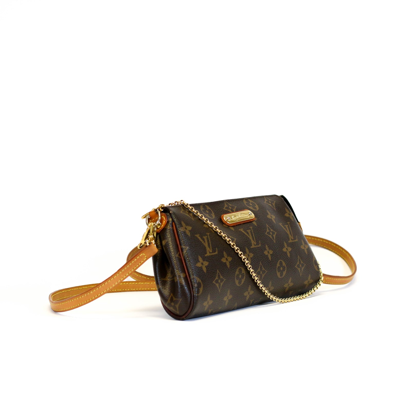 LOUIS VUITTON Monogram Canvas Pochette Eva Clutch Crossbody Bag