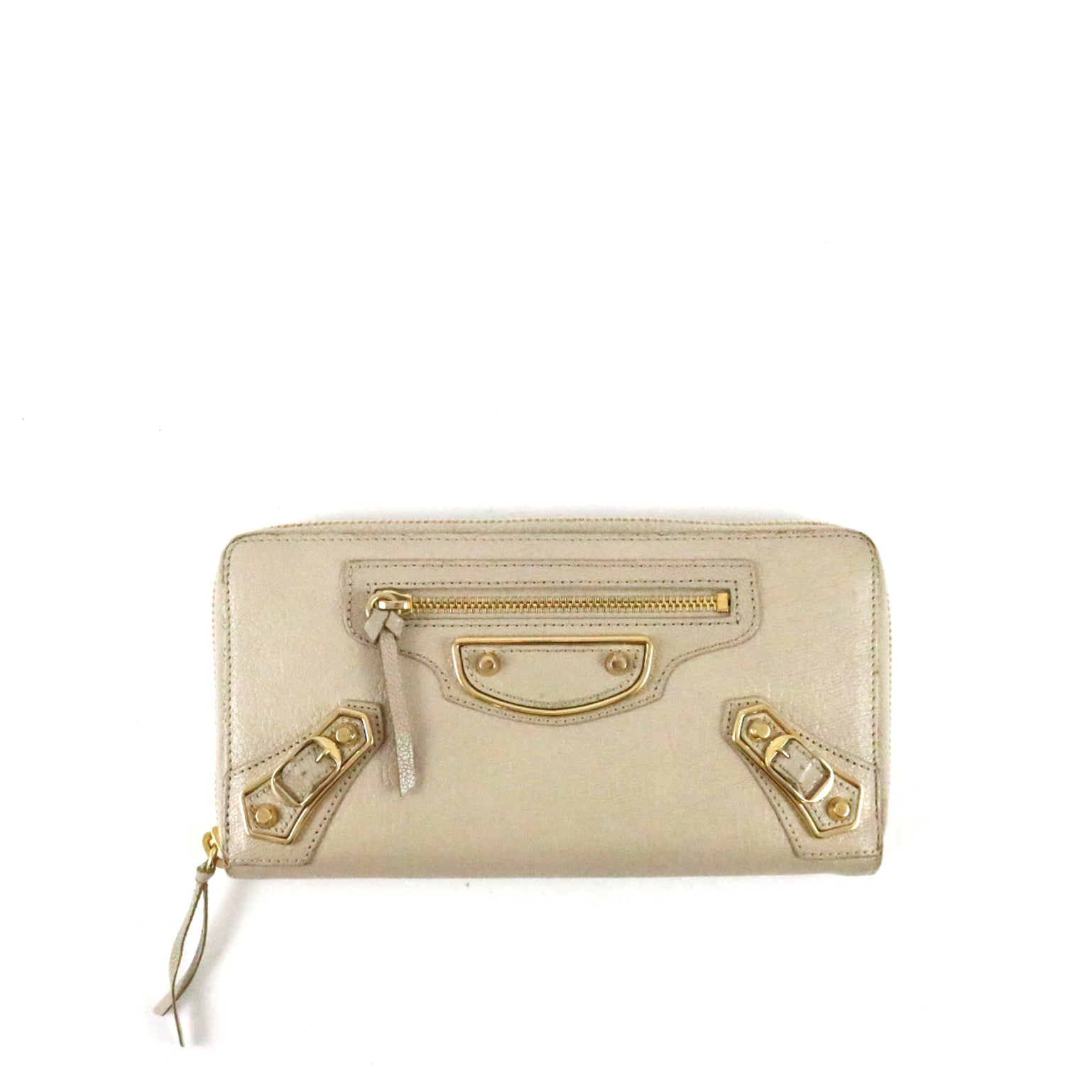 Chevre Metallic Edge Gold Continental Wallet