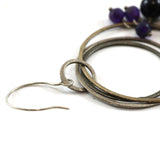 Purple Bead Triple Hoop Drop Earrings