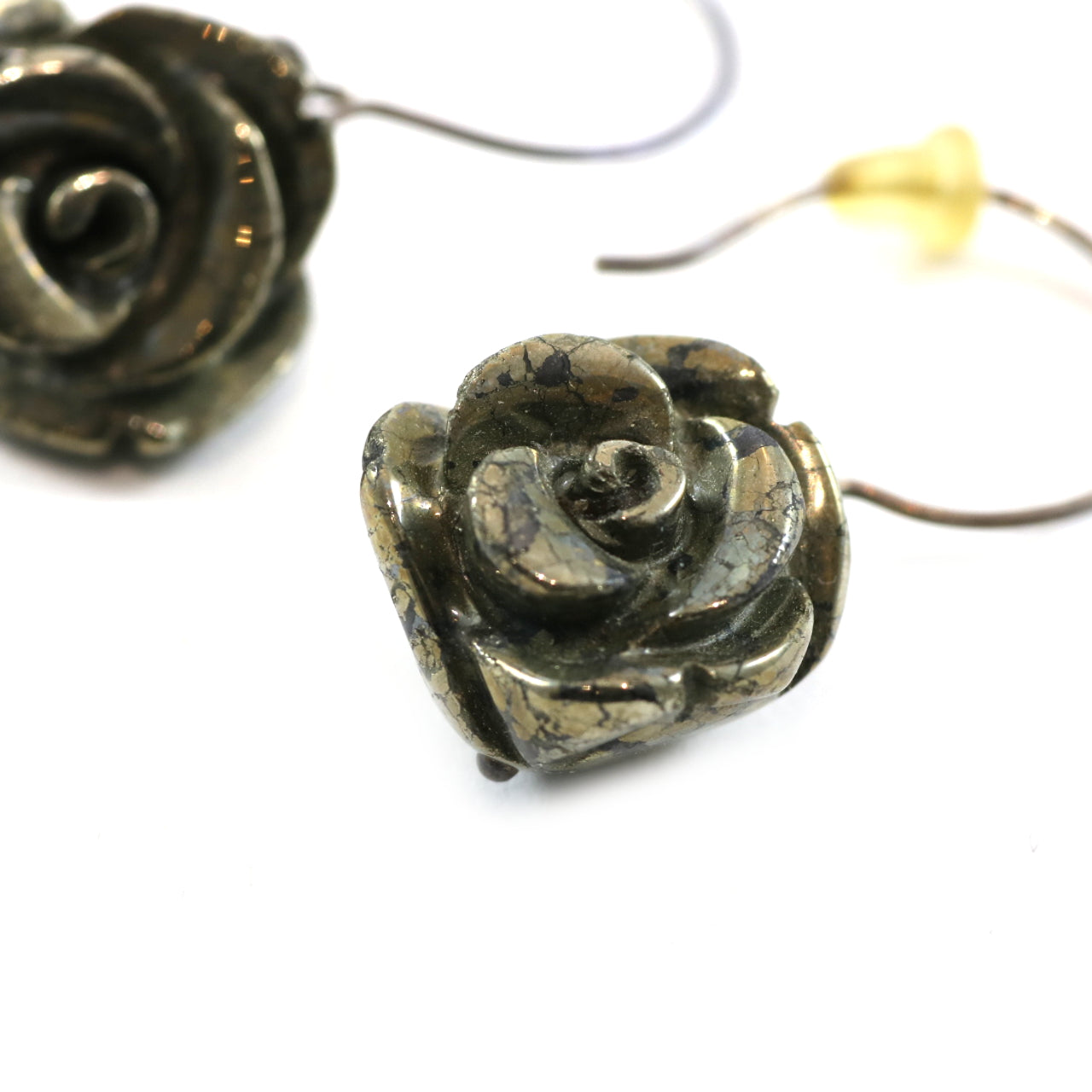Crackled Rose Drop Earrings