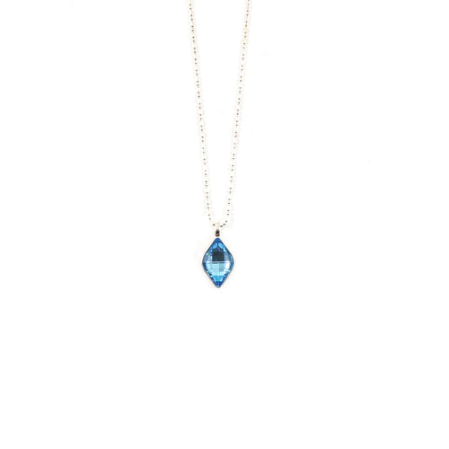 Blue Diamond Shape Pendant Necklace