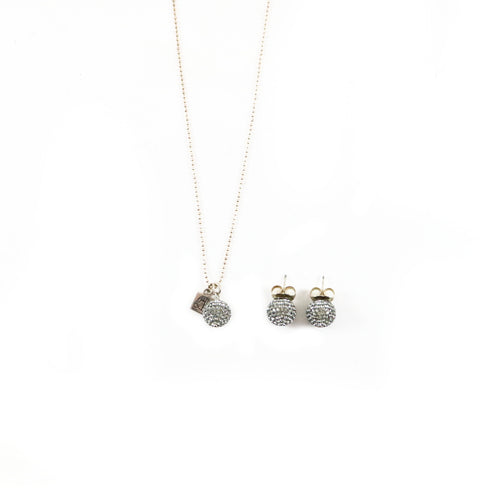12mm Grey Sparkle Set Earrings & Necklace