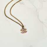 Pink Crystal Chain CC Necklace
