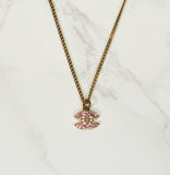 Pink Crystal Chain CC Necklace