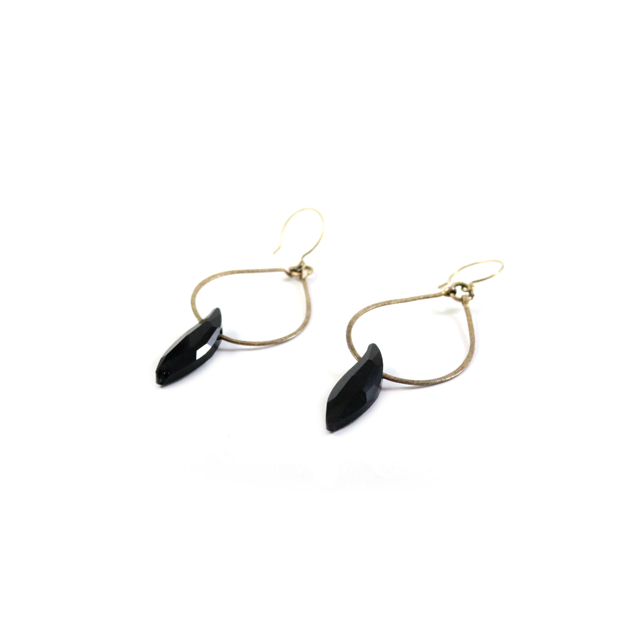 Hoop Black Crystal Drop Earrings
