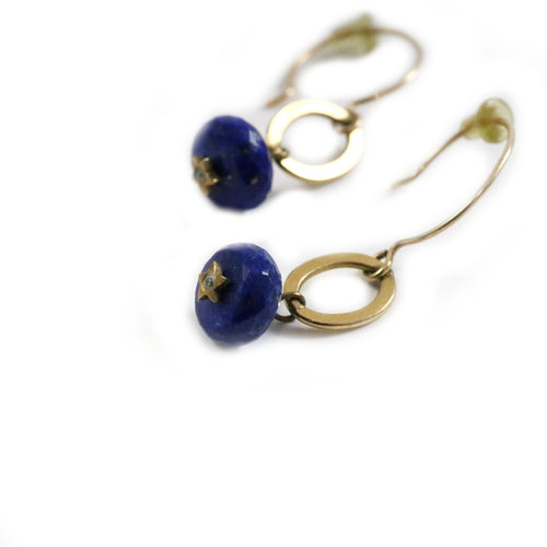 Gold & Royal Blue Stone Drop Earrings