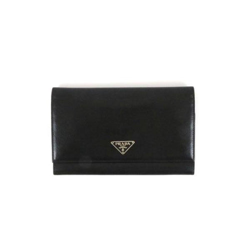 Black Saffiano Flap Wallet