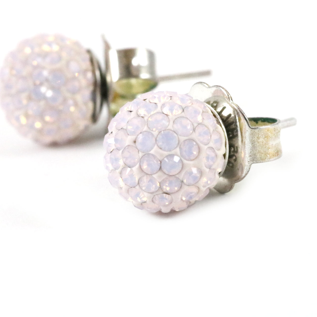 Rose Water Opal Sparkle Ball Earrings