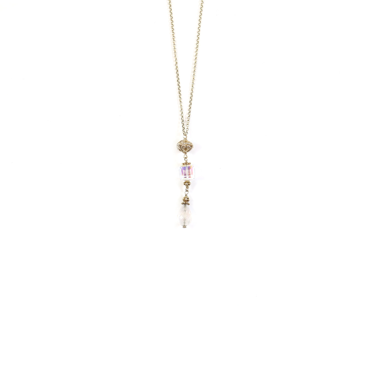Silver Crystal Dangle Necklace