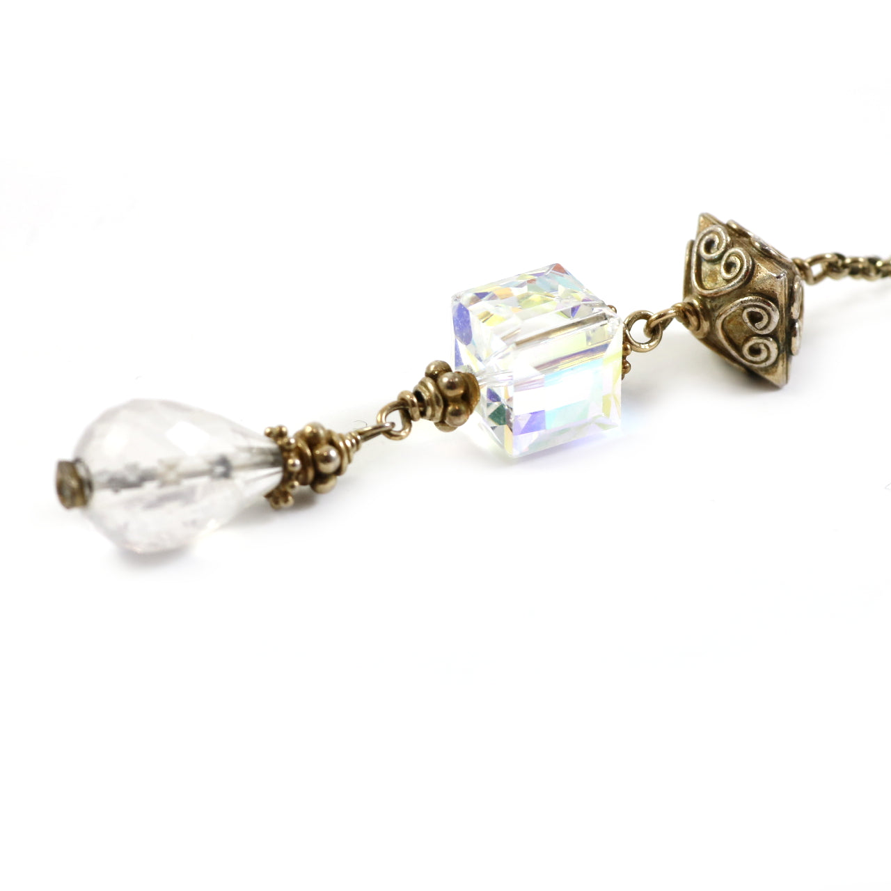 Silver Crystal Dangle Necklace