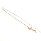 Gold Moon Lariat Necklace With Gold Pearl Pendant