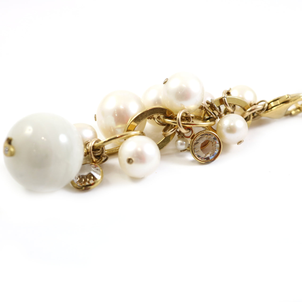 Gold Moon Lariat Necklace With Gold Pearl Pendant