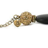 Wooden Black Heart with Gold Sparkle Necklace