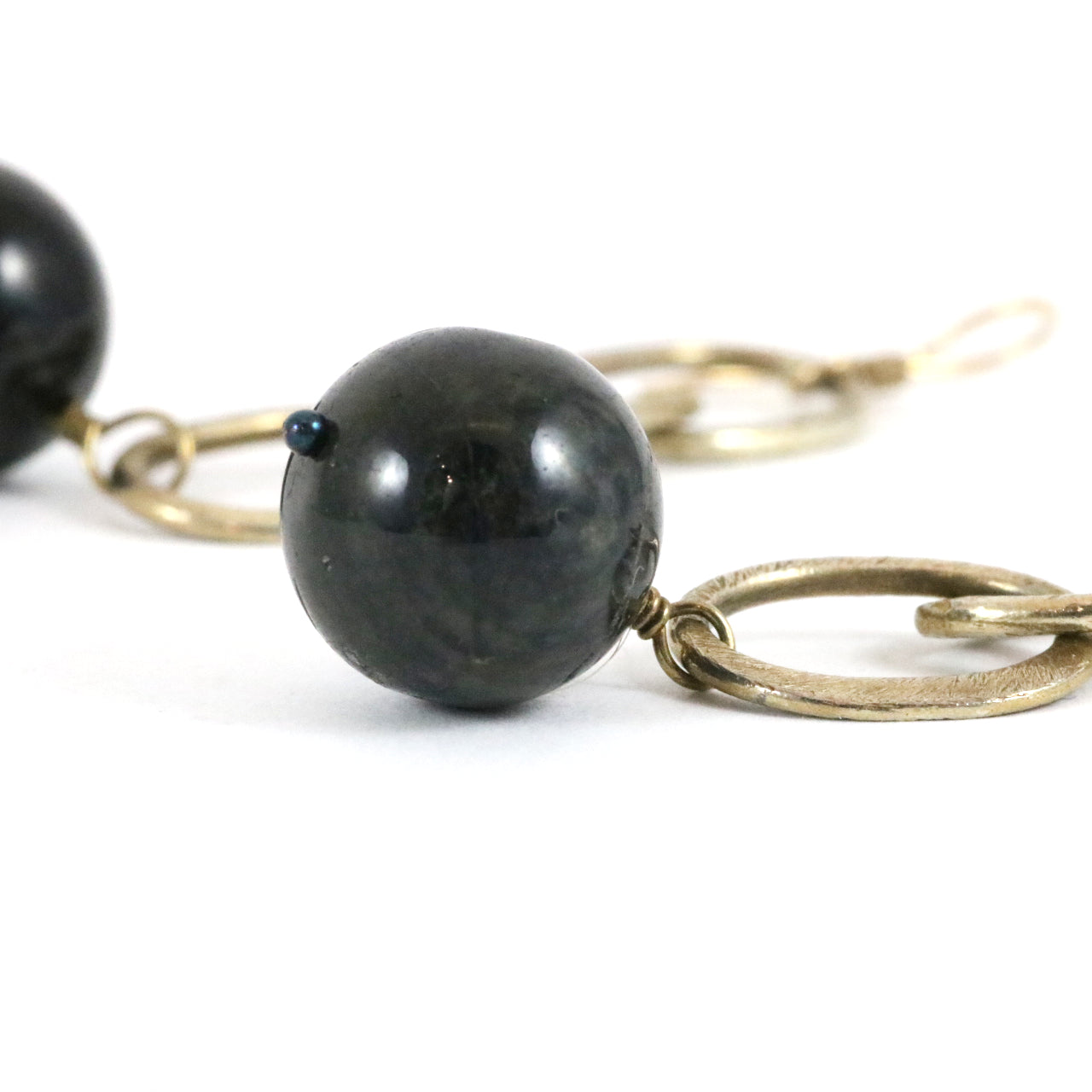 Gold Chain Dark Stone Earrings & Necklace Set