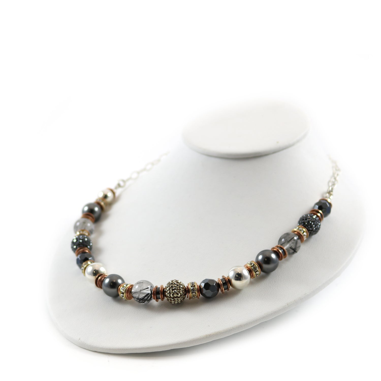 Black and Gold Needle Quarts Necklace
