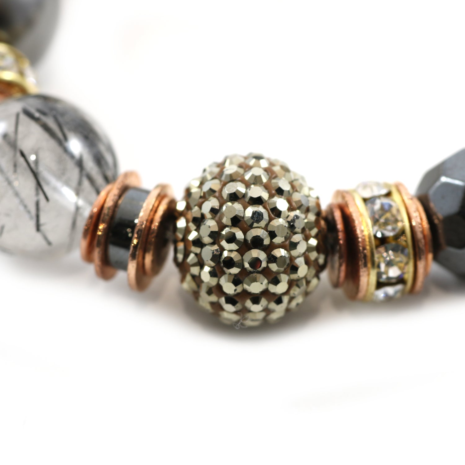 Black and Gold Needle Quarts Necklace