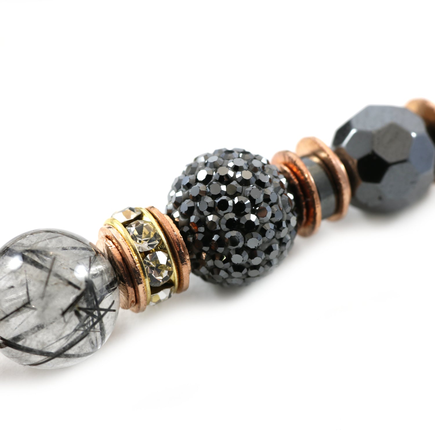 Black and Gold Needle Quarts Necklace