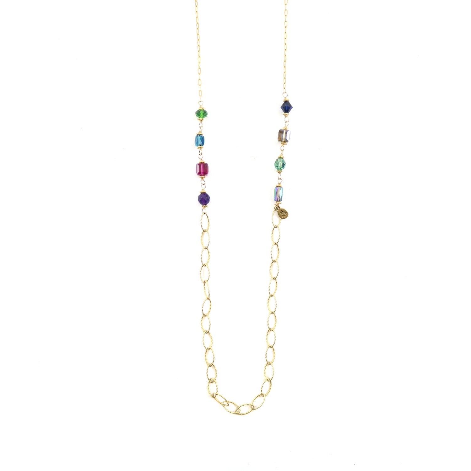Coloured Stone Lariat Necklace