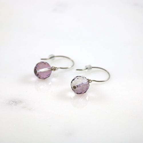 Purple Crystal Drop Earrings