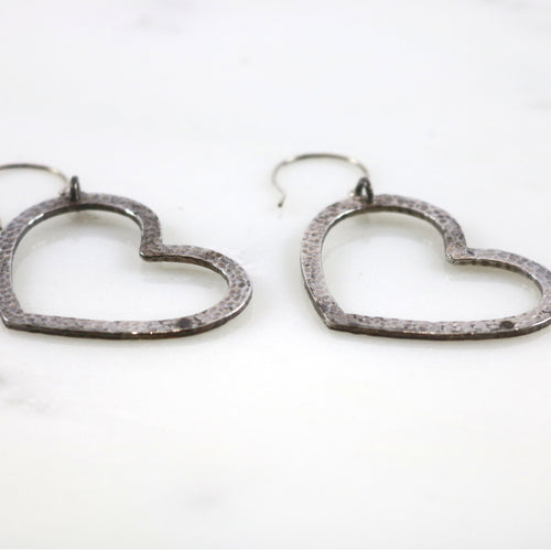 Hammered Heart Hoop Earrings