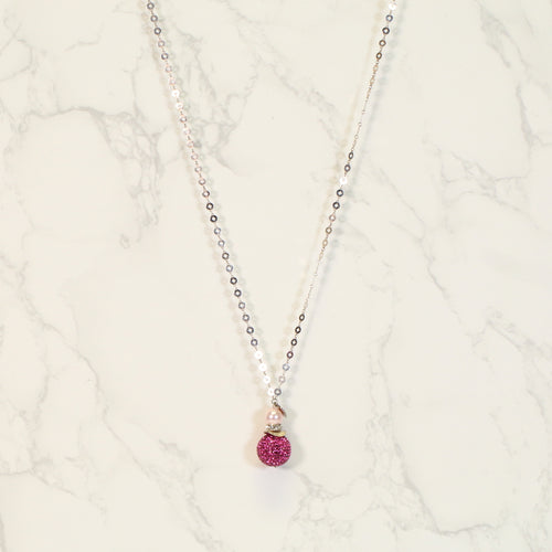 Pink Sparkle Ball Long Necklace