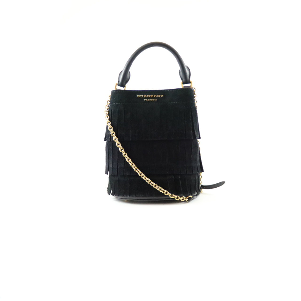 Suede Fringe Small Bucket Bag