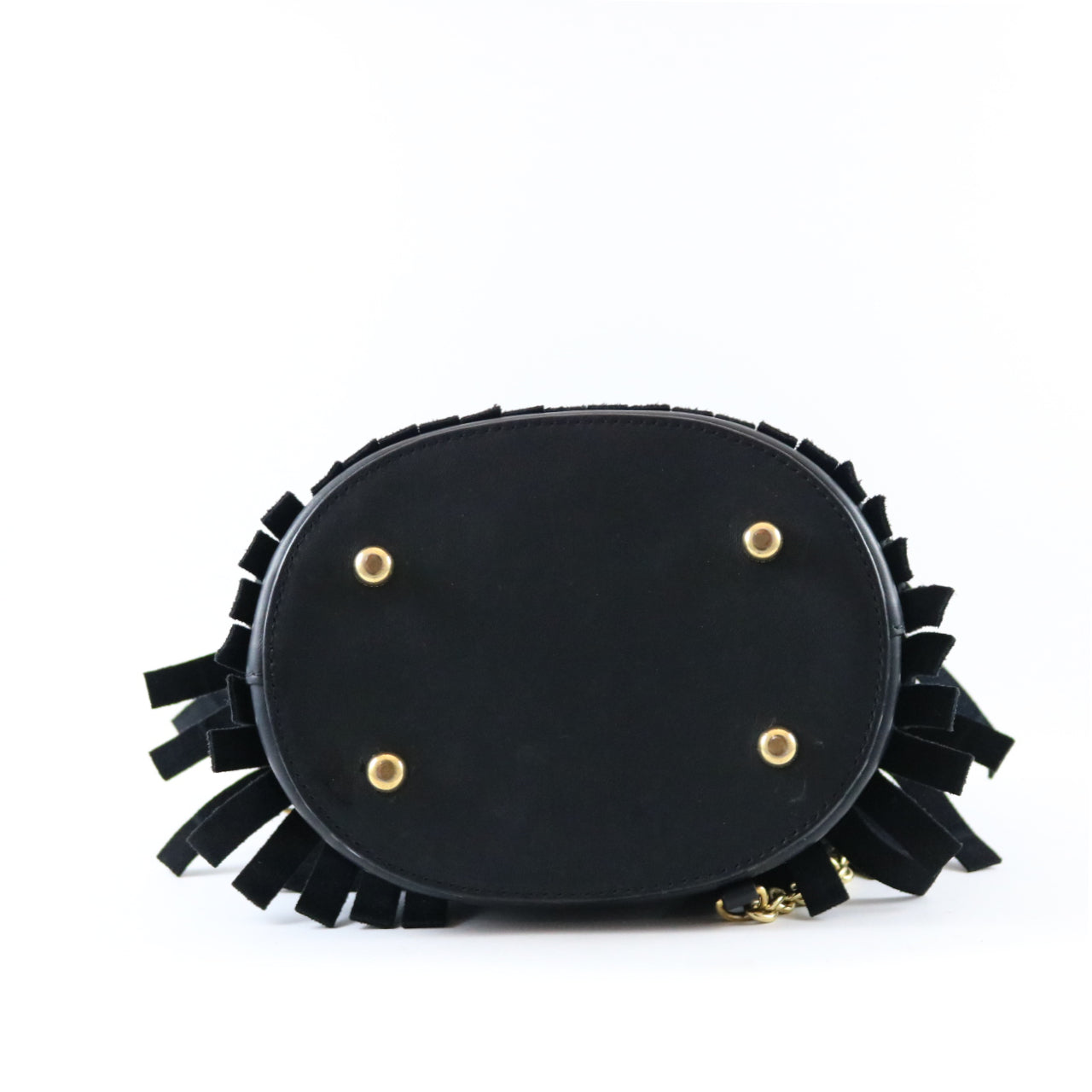 Suede Fringe Small Bucket Bag