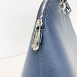 Navy Saffiano Leather Top Handle Bag